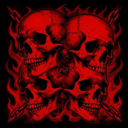 Heavy Metal Skulls with Flames