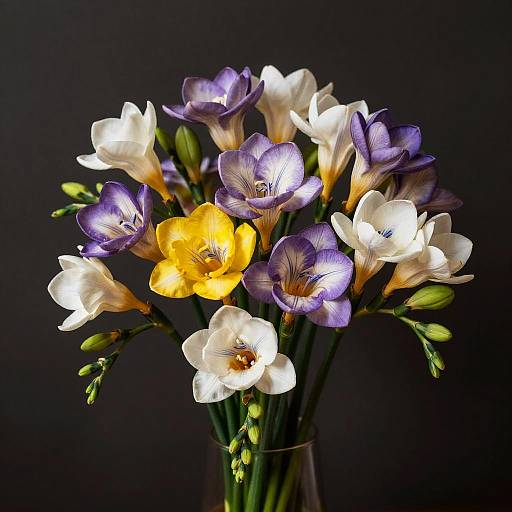 Radiant Freesia Bouquet in Caravaggio Style