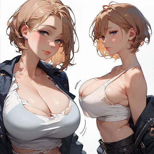 Dynamic Anime Girl with Ripped Clothes