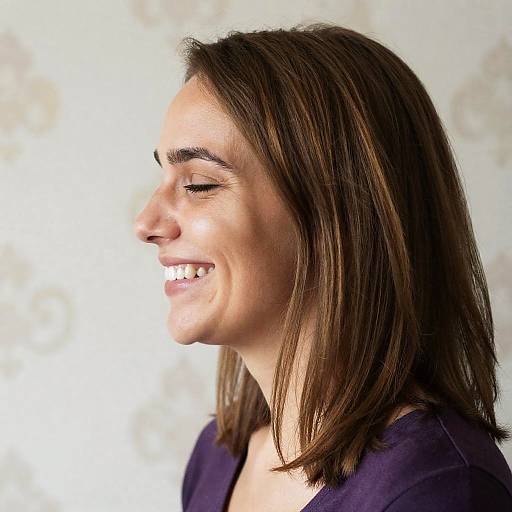 Smiling Woman Portrait on Patterned Background