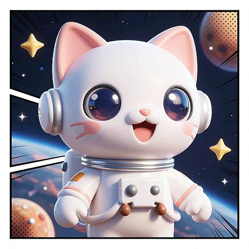 Cheerful Chibi Astronaut Cat Comic