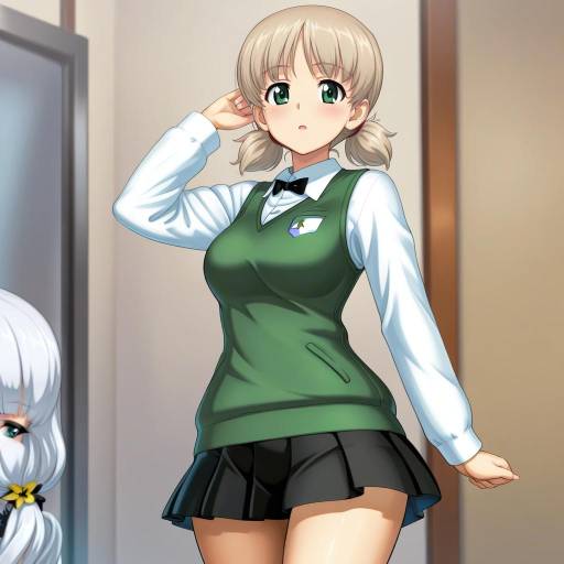 Illustration of Aki (girls und panzer), girls und panzer in the style of Eiwa