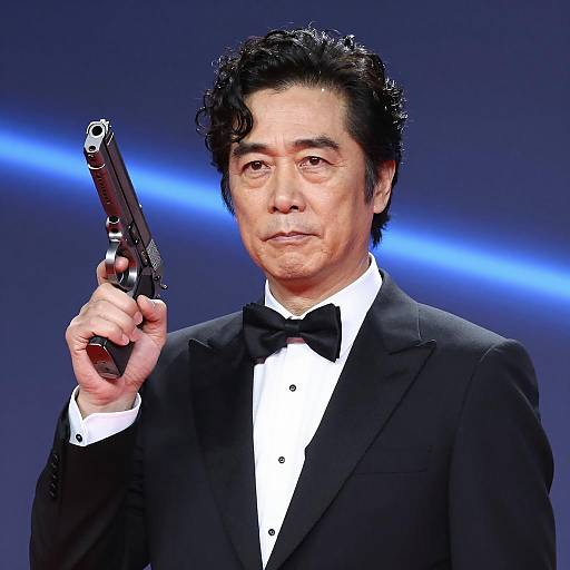 Mysterious Man in Tuxedo with Gun