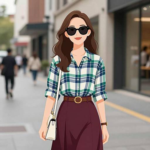 Preppy Chic Woman in Urban Street