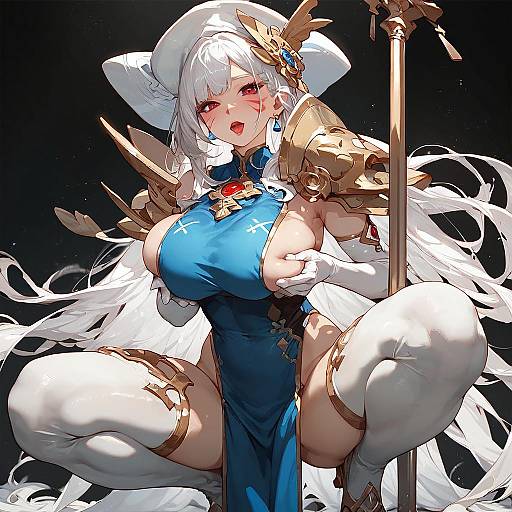 Anime Style Fantasy Warrior with White Hair and Armor