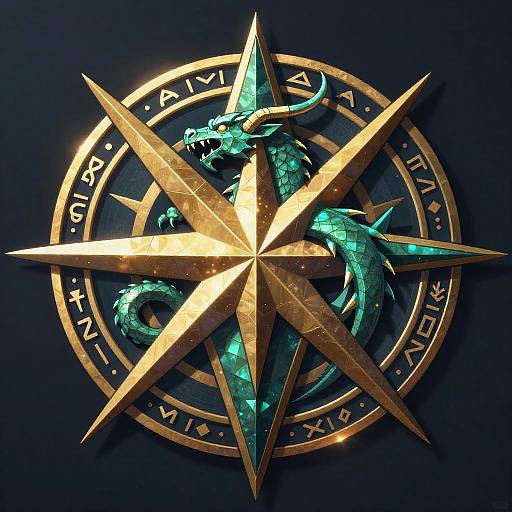 Fantasy Emblem with Mythical Creatures