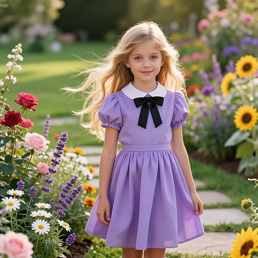 Blonde Girl in Vibrant Garden