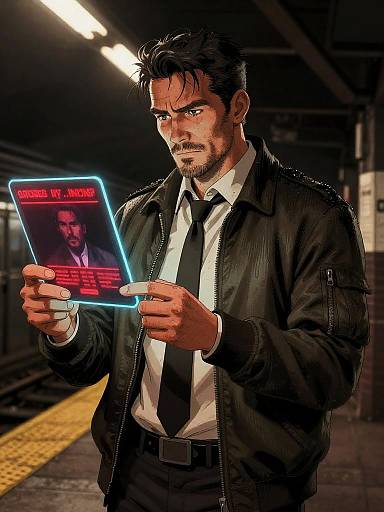 Grizzled Ex-Cop PI in Neon Subway