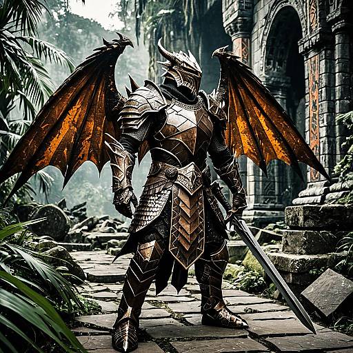 Bronze Dragonborn Paladin in Jungle Ruins