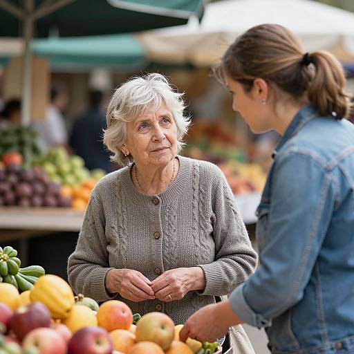 Elderly Woman with Homecarer at Market