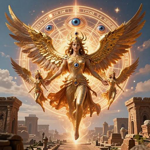 Mystical Four-Winged Cherubim Guardians