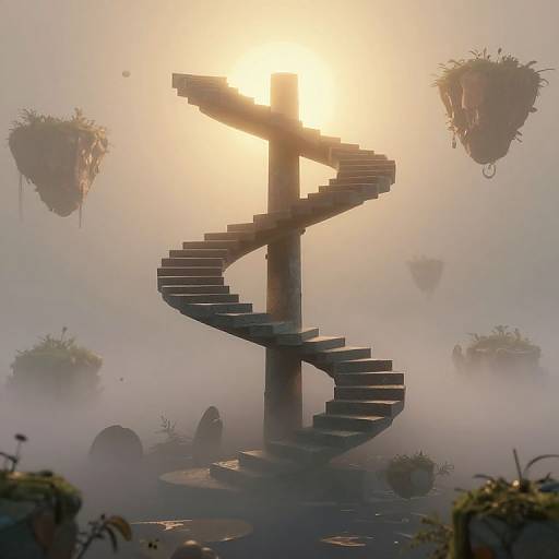 Surreal 3D Spiraling Staircase Dream