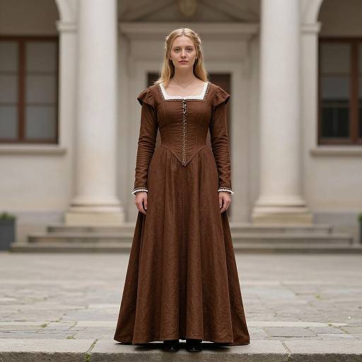 Woman in Brown Medieval Dress