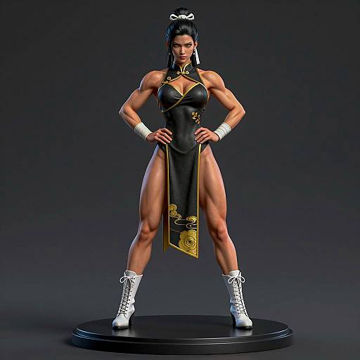 Digital Sculpture of Muscular Female Fighter