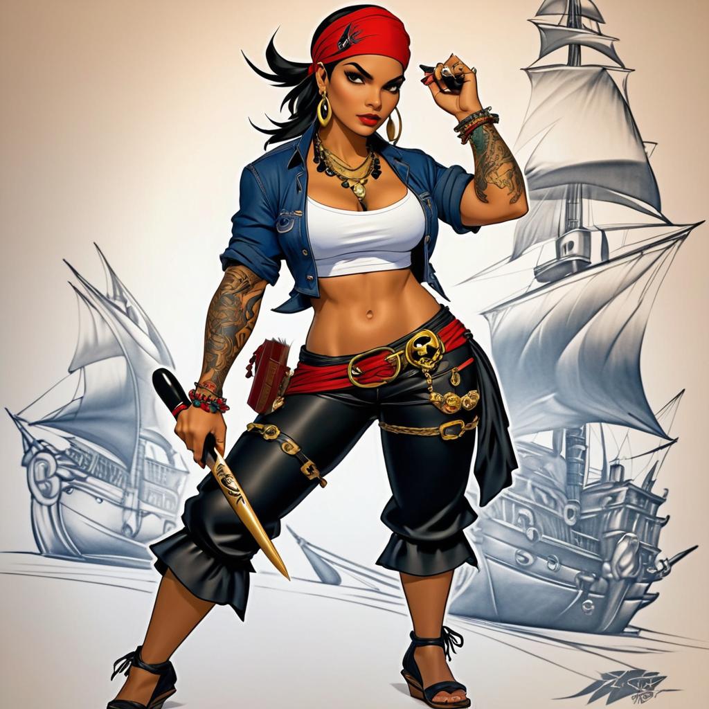 Latin Pirate Woman in Joe Madureira Style