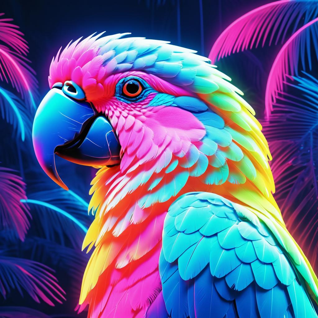 Retro Parrot in Neon Aesthetic