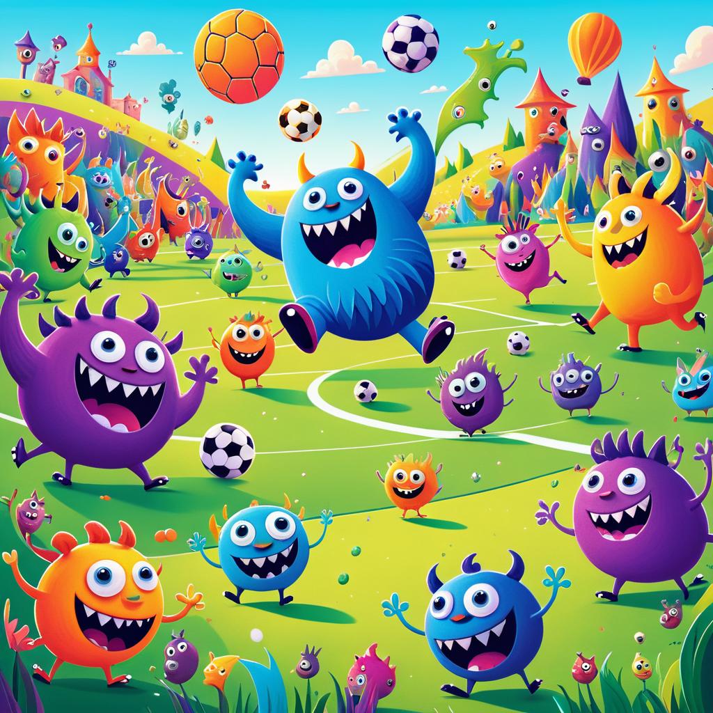 Whimsical Monsters Playing in Colorful Realm