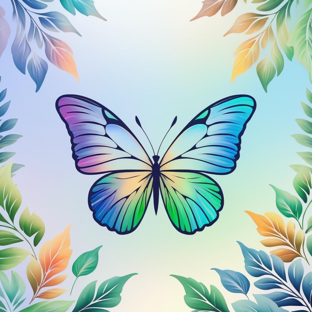 Impressionistic Butterfly and Leaves Logo