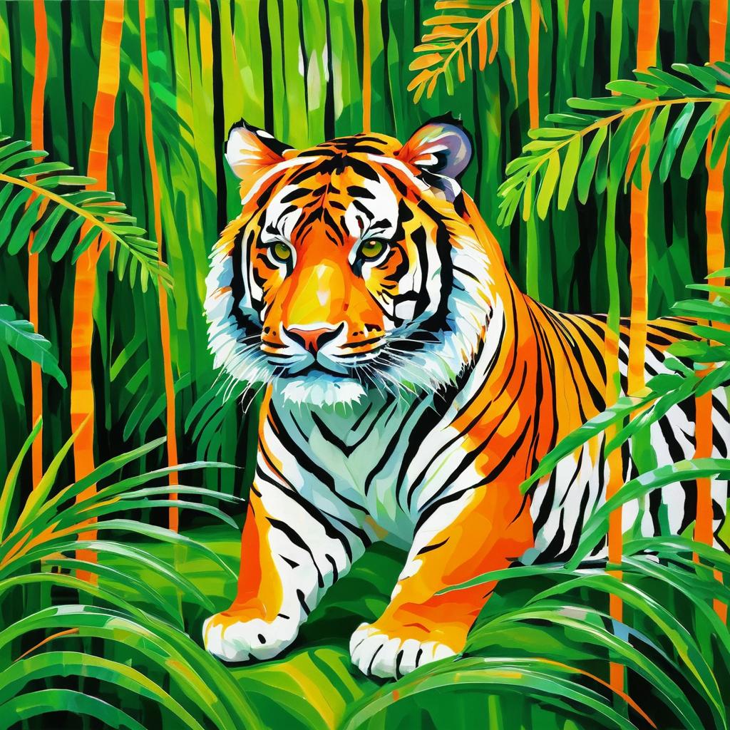 Regal Tiger in Lush Jungle Scene