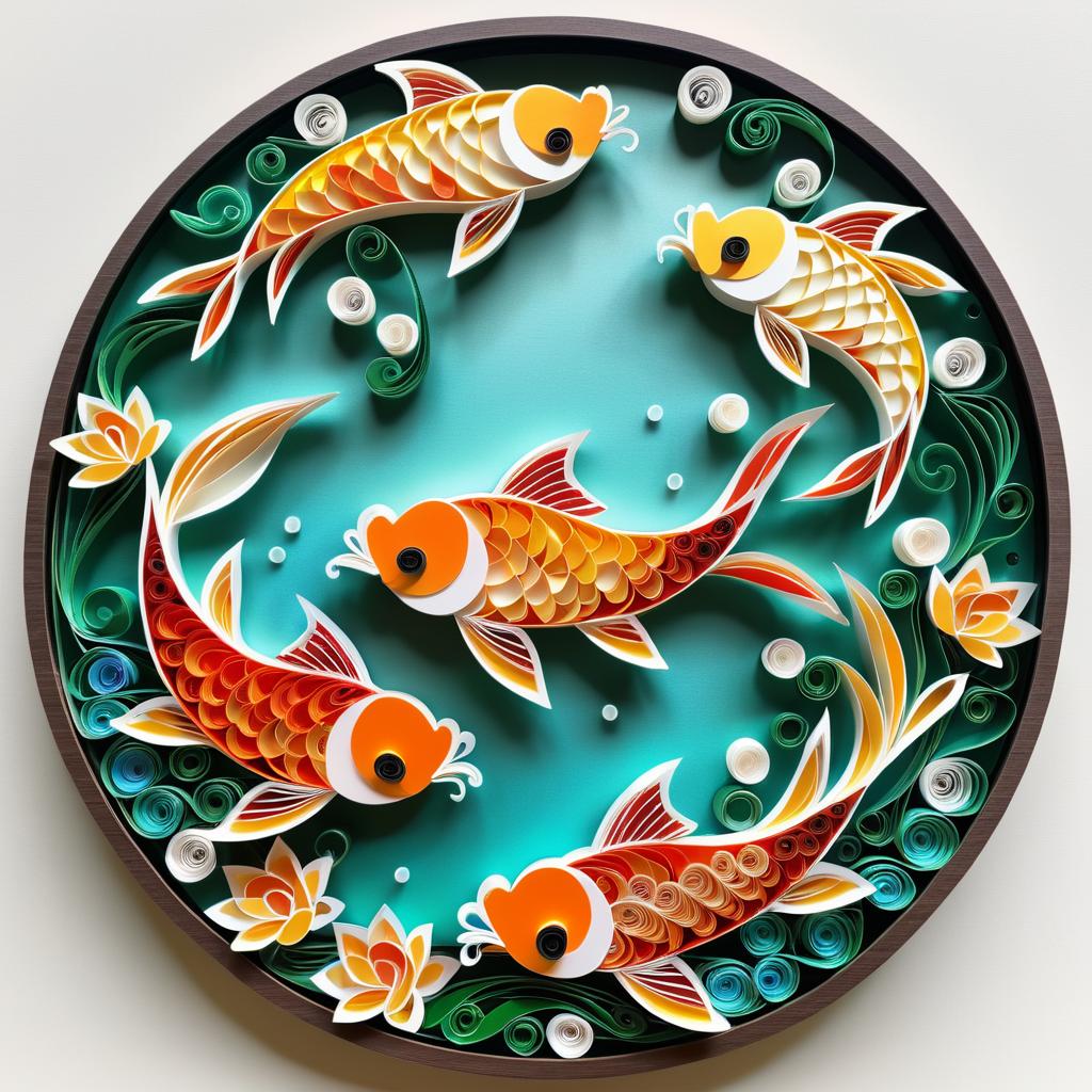 Tranquil Koi Fish Quilling Art