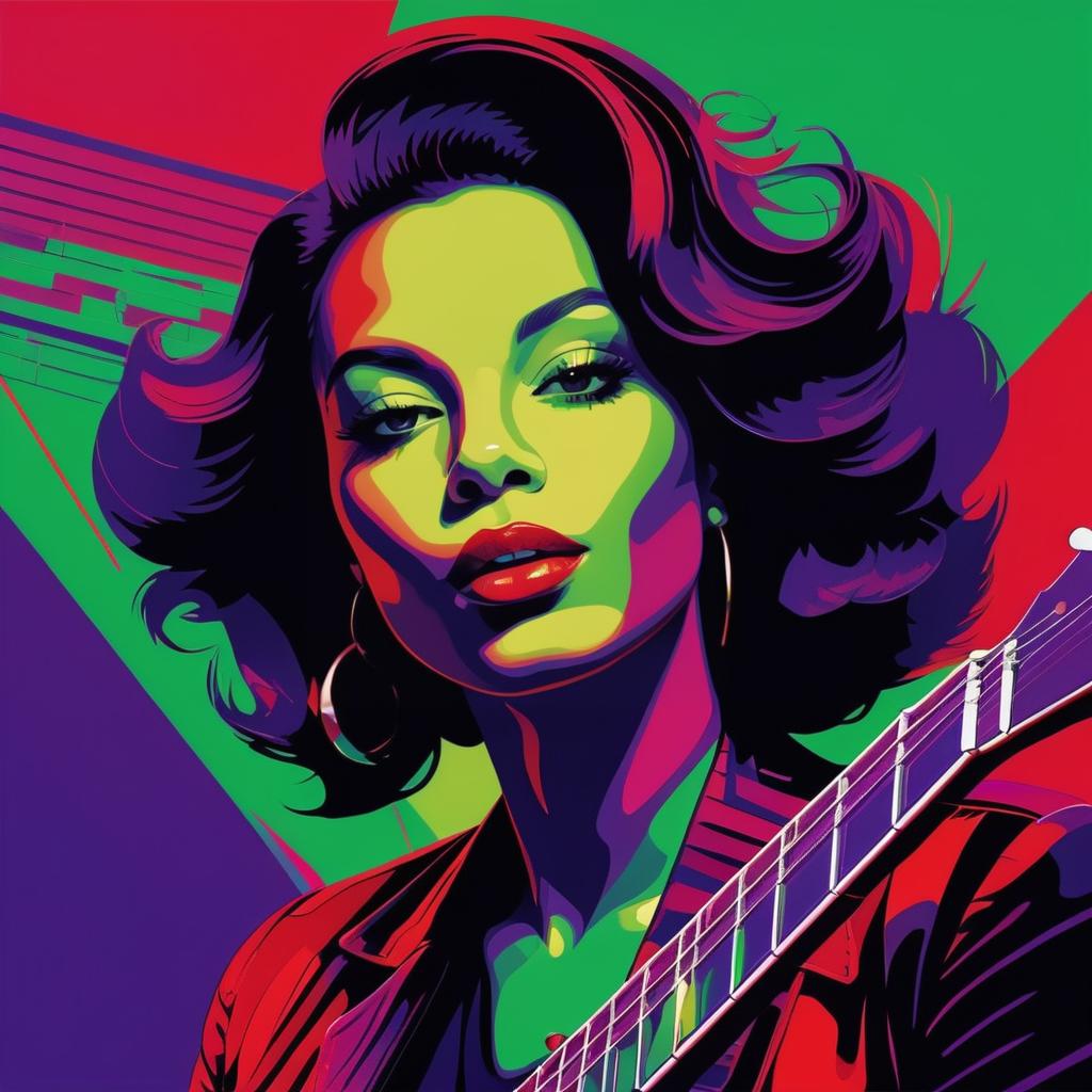 Vibrant Pop Art Guitarist Portrait