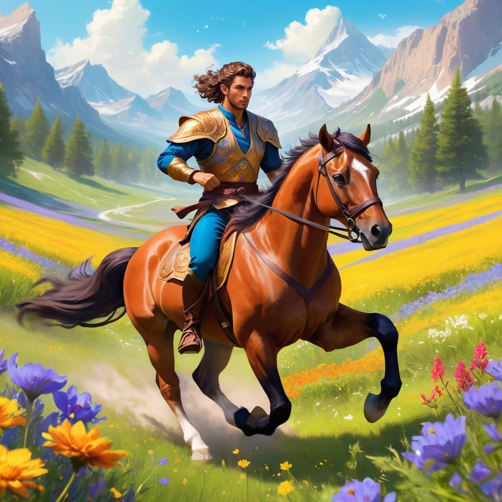 Handsome Male Centaur Galloping Through Nature