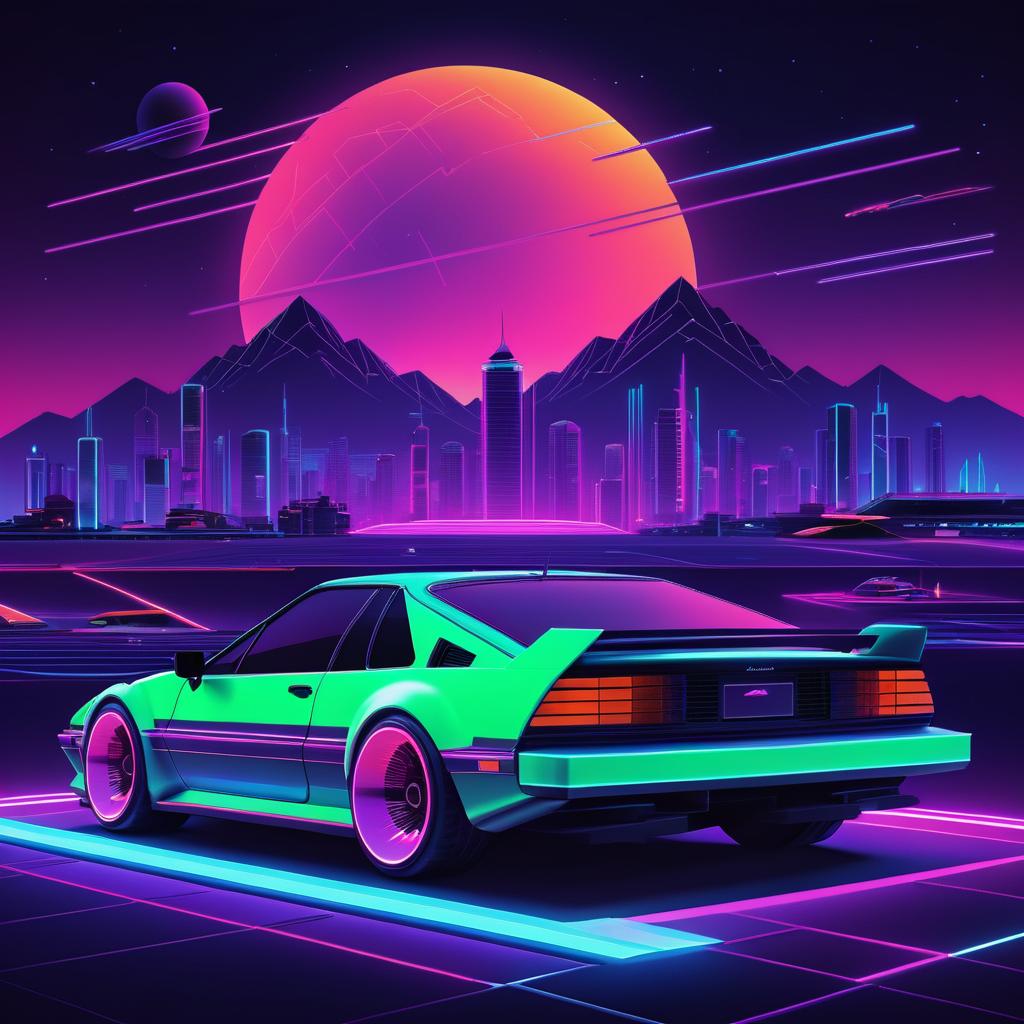 Retro 80s Synthwave Car Design