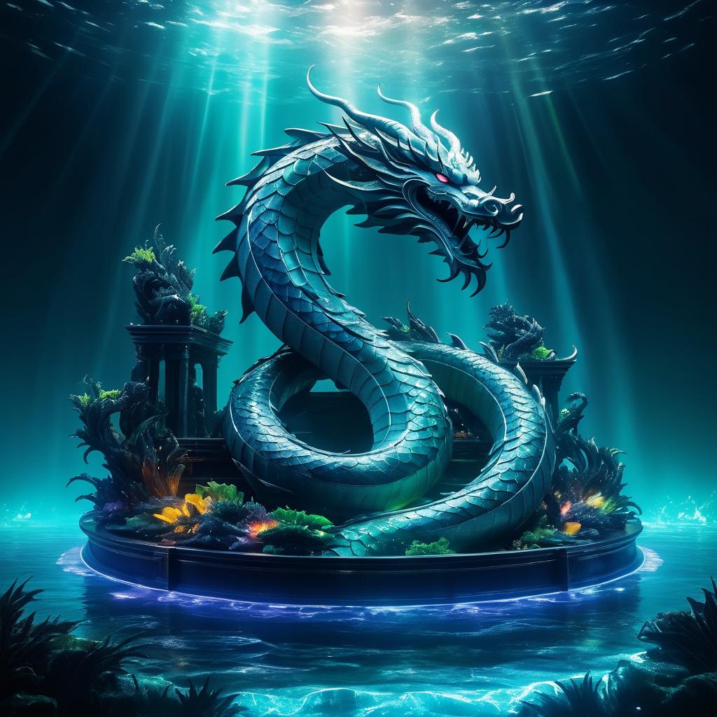 Legendary Sea Serpent on Watery Throne