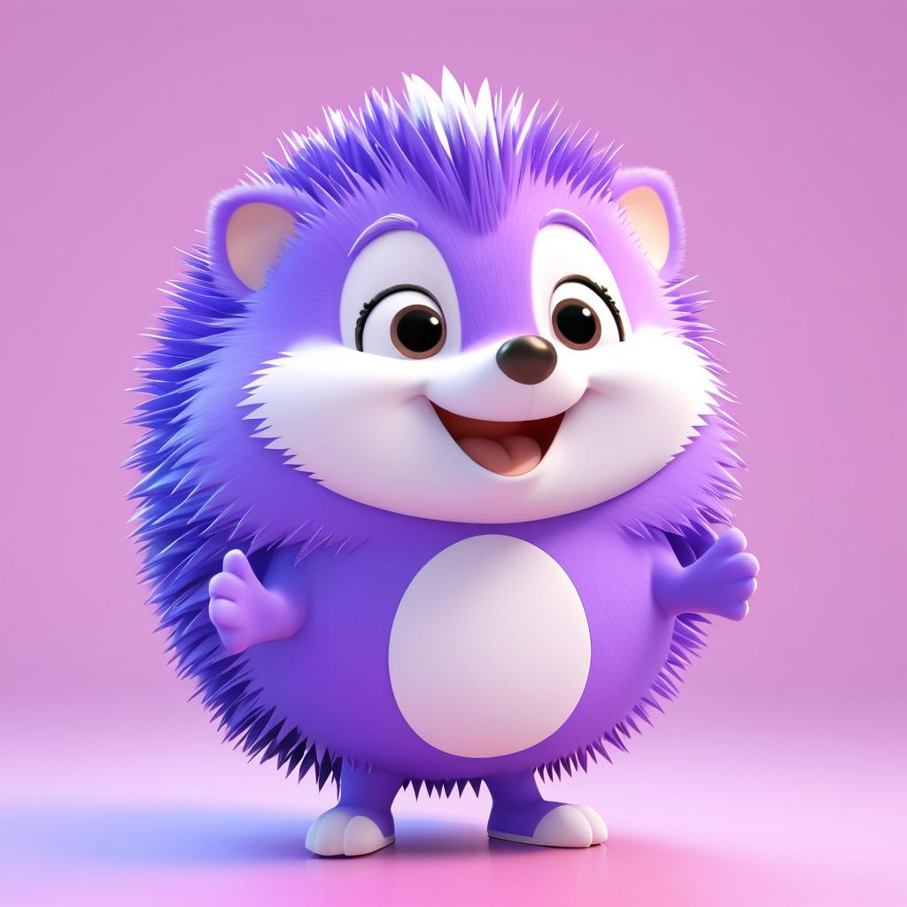 Kawaii 3D Animated Laughing Hedgehog