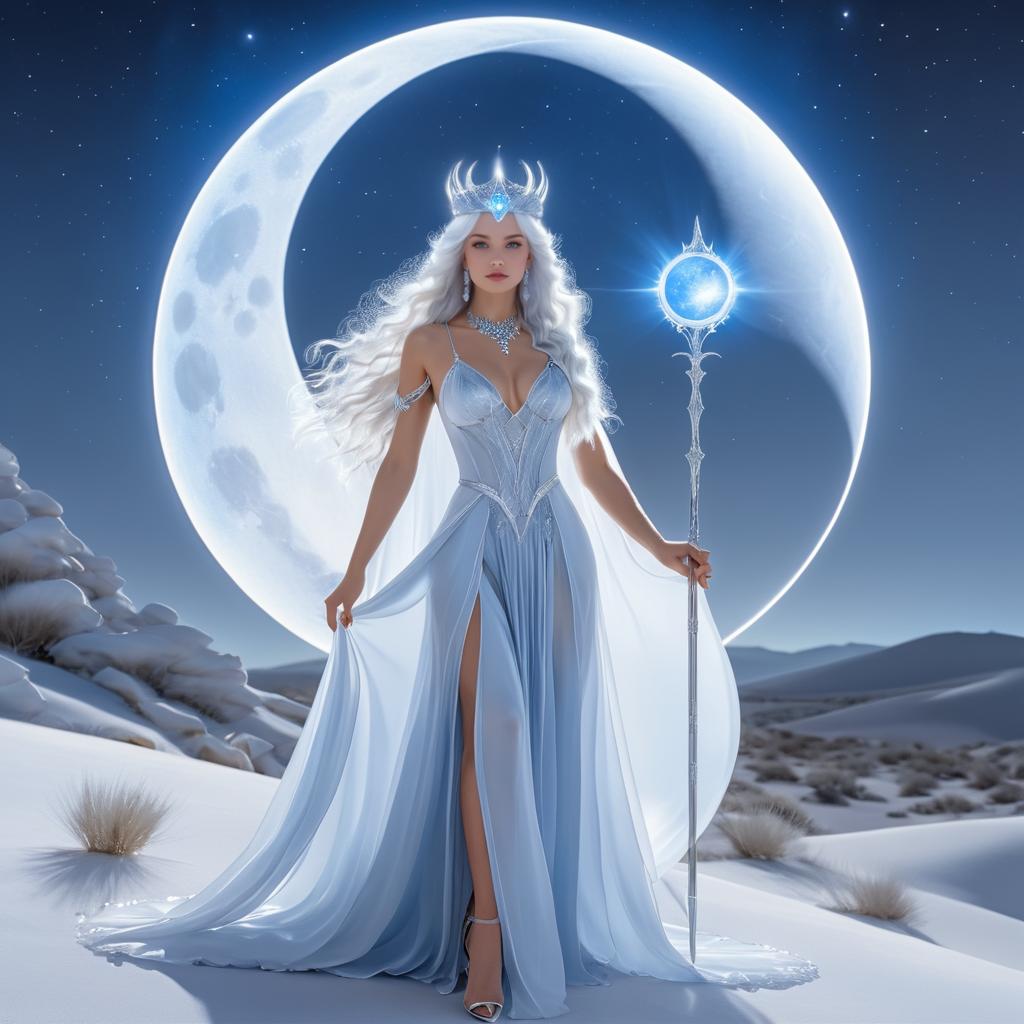 Lunar Goddess Selene in Serene Landscape