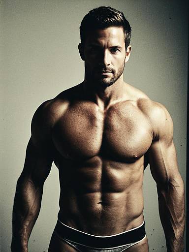 Muscular Man in Buff Male Costume