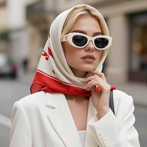 Stylish Blonde Woman in Urban Setting