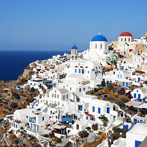 Sunlit Coastal Village in Greece