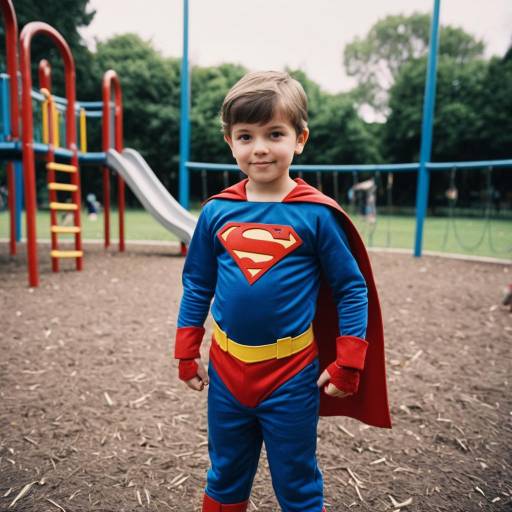Boy in Superman Costume at Playground