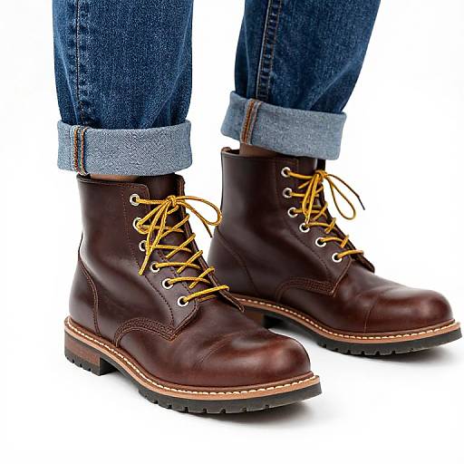 Close-Up Brown Boots with Denim
