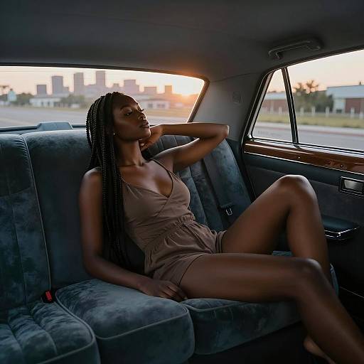 Cinematic Backseat Relaxation at Sunset