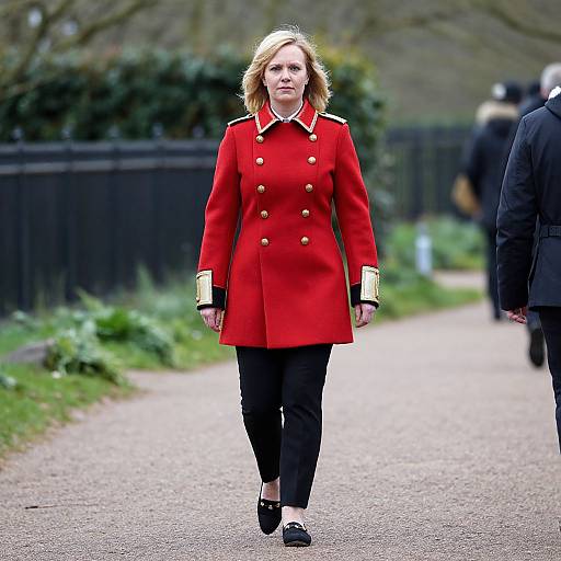 Woman in British Red Coat Walking