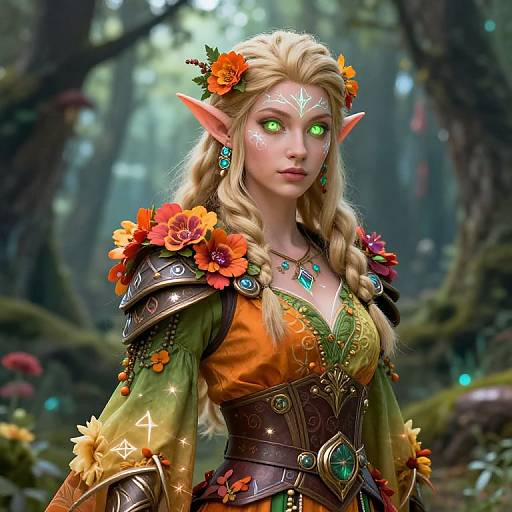 Vibrant Eladrin Elf with Magical Runes