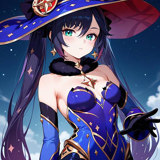 Illustration of Mona (pact of stars and moon) (genshin impact), genshin impact in the style of Booota