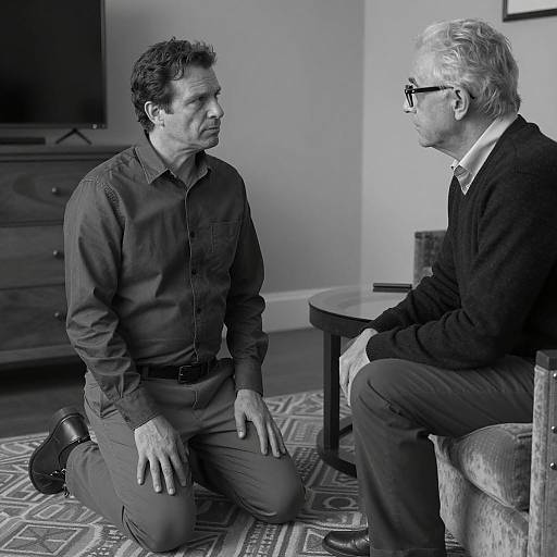 Black and White Serious Conversation Between Two Men