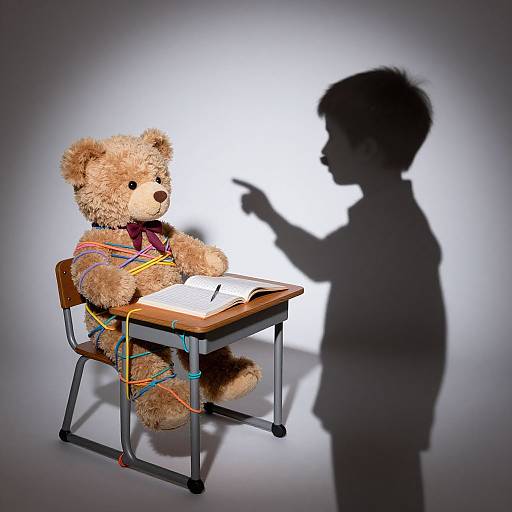Child's Shadow Teaching Philosophical Bears