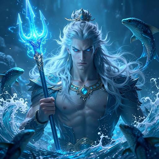Majestic Poseidon with Glowing Trident