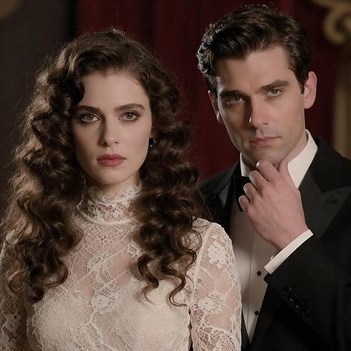 Elegant Couple Portrait with Intense Gaze