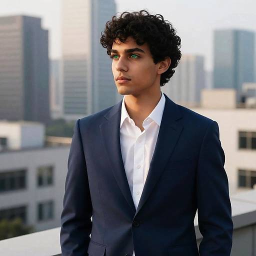 Stylish Young Man on City Rooftop