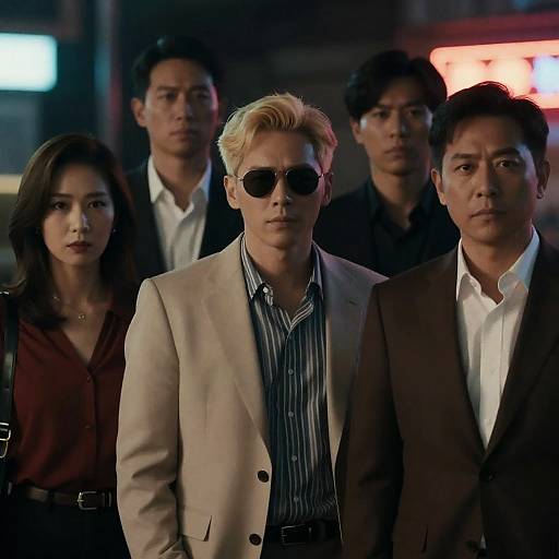 Serious Group Portrait in Neon Lights