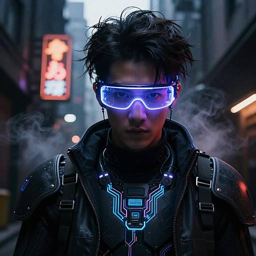 Cyberpunk Rebel with Neon AR Glasses