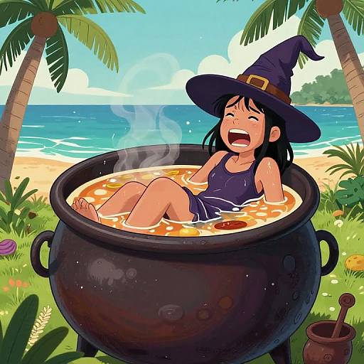 Anxious Teen in Witch's Cauldron