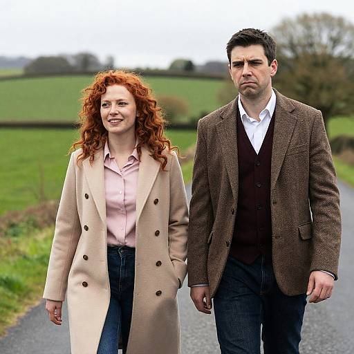 Couple Walking on a Serene Rural Road