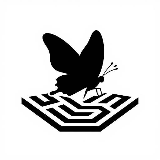 Silhouette of Fairy with Butterfly Wings Entering Maze