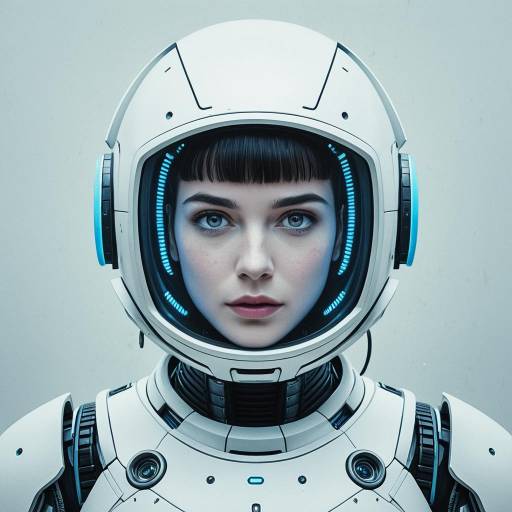 Futuristic Female Android with Helmet